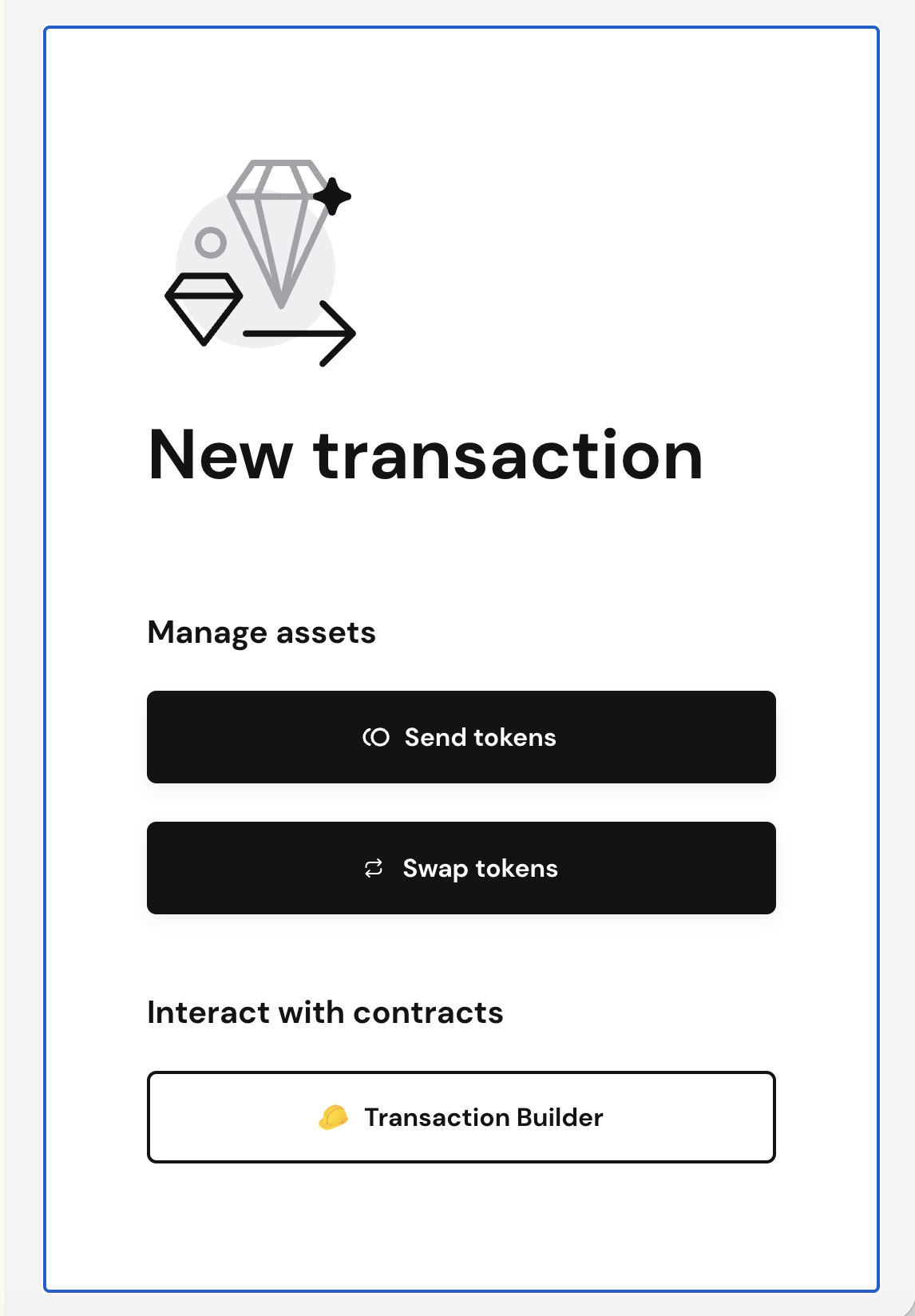 SAFE Wallet New Transaction Modal